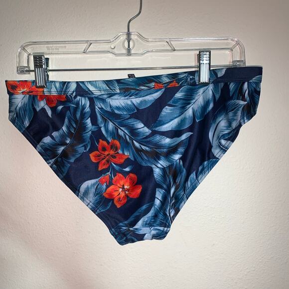 Tropical Floral Bikini Set Sz 12 Two Piece Swimsuit Navy Orange Leaf Floral - Picture 7 of 16